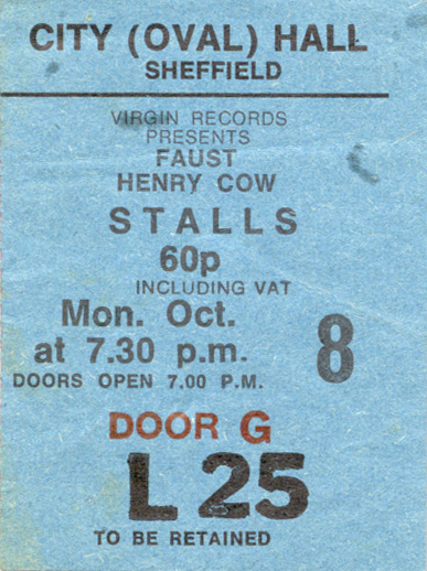 UK Tour 1973 - Sheffield (with Gong - Henry Cow cancelled)